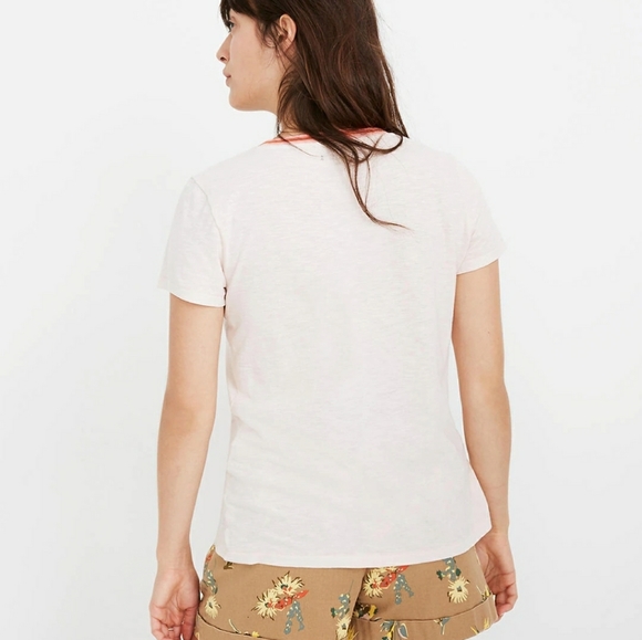 Madewell Whisper Cotton Ringer Tee in Lucid Pink - Picture 2 of 5